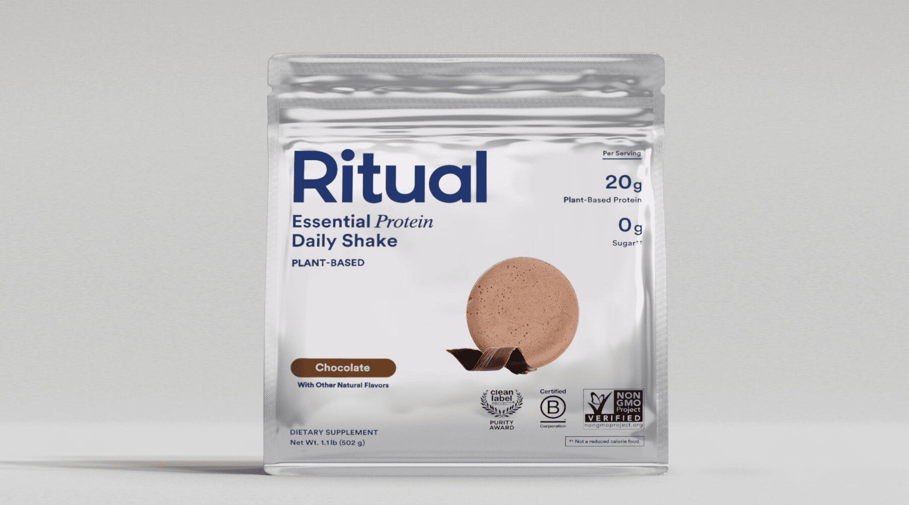 ritual protein daily shake pack chocolate - white bg